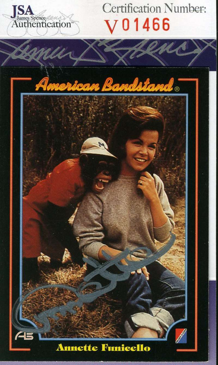 Annette Funicello Jsa Coa Hand Signed American Bandstand Card Autograph