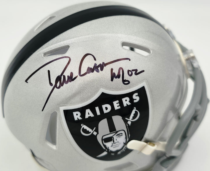 Dave Casper Signed Oakland Raiders Silver Speed Mini Helmet "HOF 02" Beckett Wit