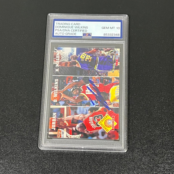 1993 NBA SkyBox League Leaders Scoring #283 Dominique Wilkins Signed Card AUTO P