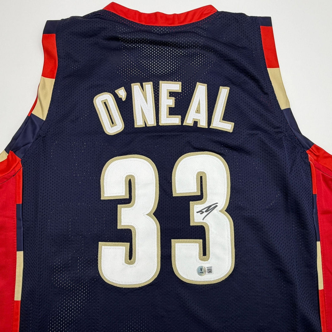 Autographed/Signed Shaquille Shaq O'Neal Cleveland Blue Jersey Beckett BAS COA