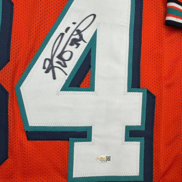 Autographed/Signed RICKY WILLIAMS Miami Orange Football Jersey JSA COA Auto