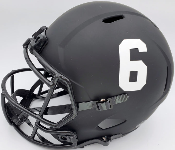 Devonta Smith Auto Alabama Tide Eclipse Black Full Size Rep Helmet Heisman BAS