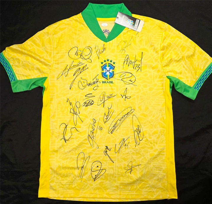 2024 Brazil Team Signed Jersey (22 Autos) Vini Junior, Danilo, Pepe, Rodrygo JSA