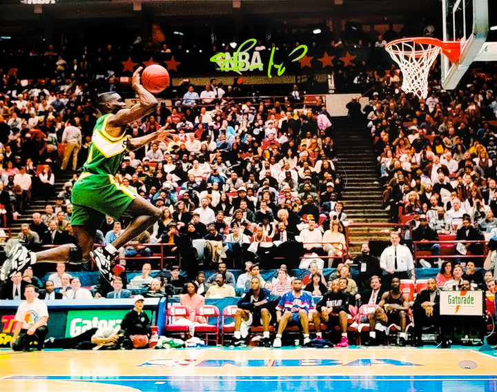 Shawn Kemp Signed Framed 16x20 Photo Supersonics Slam Dunk Contest MCS Holo