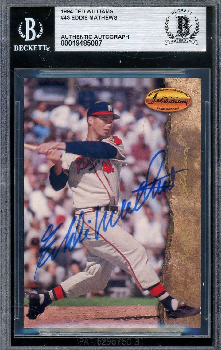 Eddie Mathews Beckett BAS Signed 1994 Ted Williams Card Co Autograph Braves