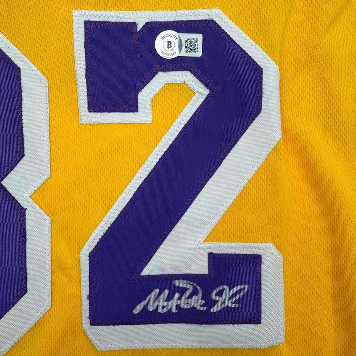 Framed Autographed/Signed Earvin Magic Johnson 35x39 LA Yellow Jersey COA