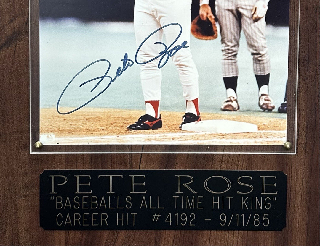 Pete Rose Signed 8x10 Framed Hit King Photo Plaque Reds Autograph Goldin COA