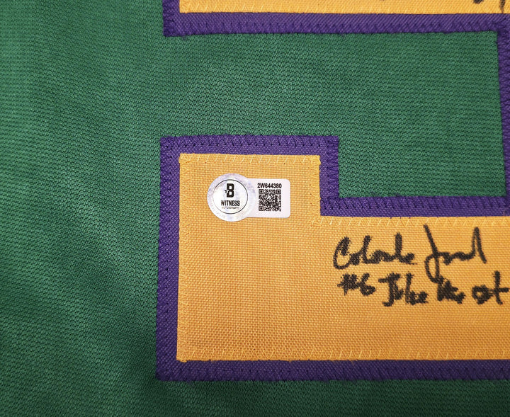 The Mighty Ducks Cast Signed Green Hockey Sweater Jersey 8 Sigs Beckett Witness