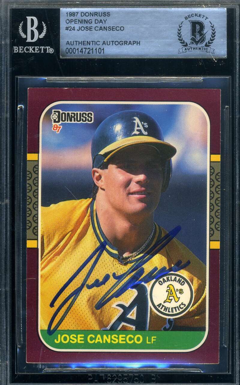 Jose Canseco Beckett Signed 1987 Donruss Opening Day Rookie Autograph 1