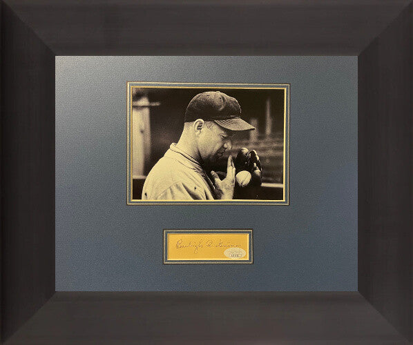 Burleigh Grimes signed 3x5 Cut Sig Framed- JSA #RR76708- w/ B&W 5x7 Photo