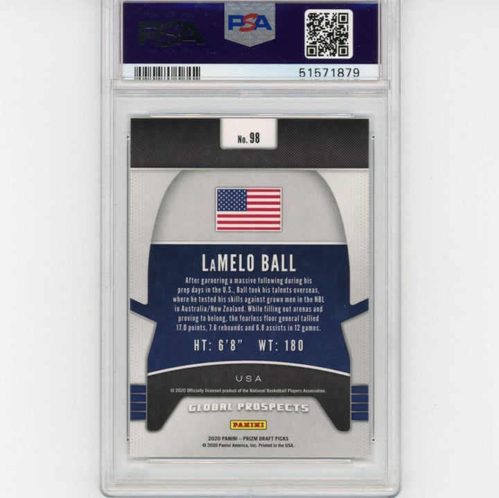 Graded 2020-21 Panini Prizm DP LAMELO BALL #98 Rookie RC Basketball Card PSA 10