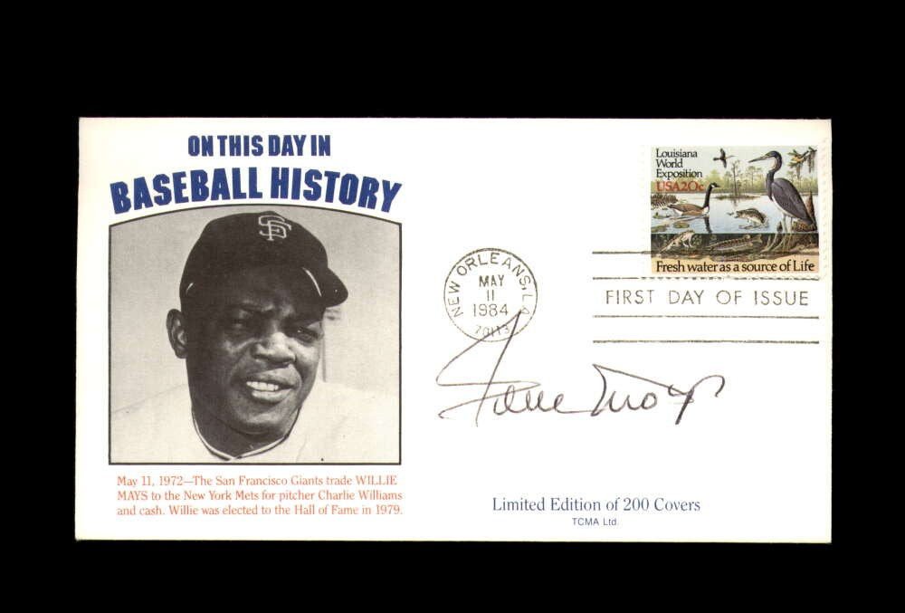 Willie Mays PSA DNA Signed FDC 1984 First Day Cover Cache Baseball History Auto