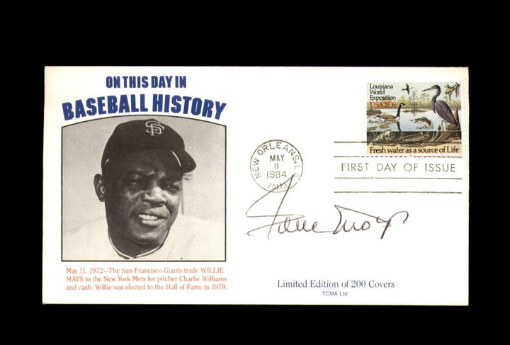 Willie Mays PSA DNA Signed FDC 1984 First Day Cover Cache Baseball History Auto