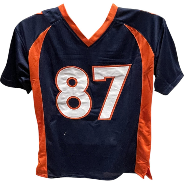 Ed McCaffrey Autographed/Signed Pro Style Jersey Navy Beckett 40250