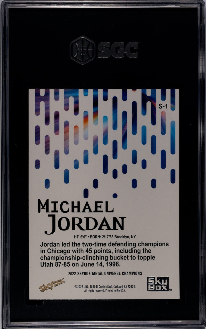 Michael Jordan 2022 Skybox Metal Universe Champion Premium S1 SGC Graded 9.5 MT+
