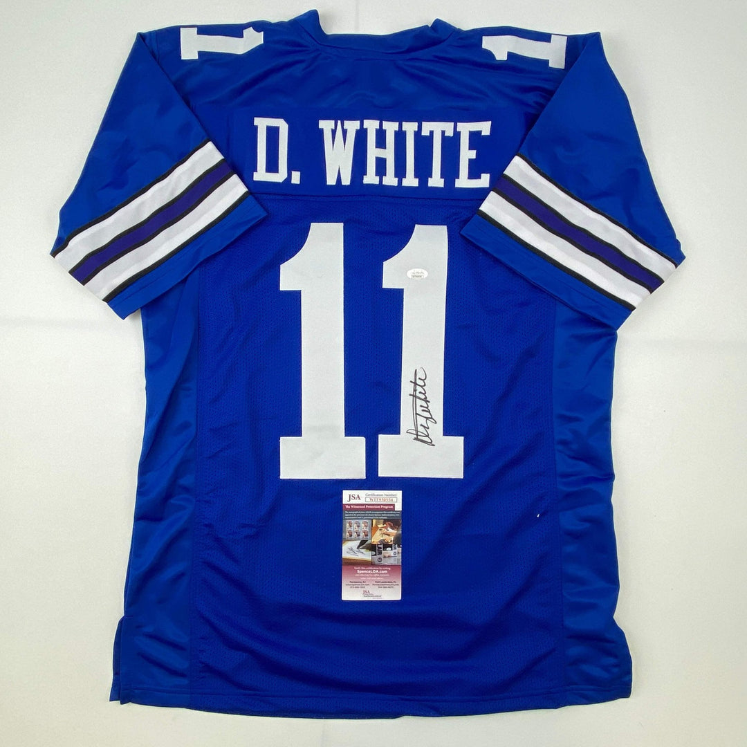 Autographed/Signed Danny White Dallas Retro Blue Football Jersey JSA COA Auto