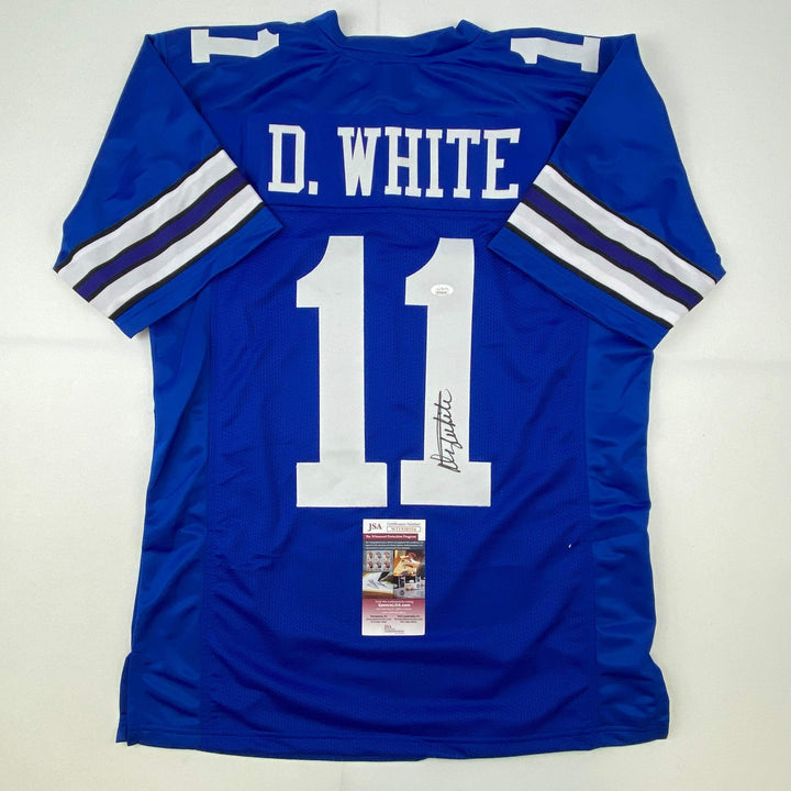 Autographed/Signed Danny White Dallas Retro Blue Football Jersey JSA COA Auto