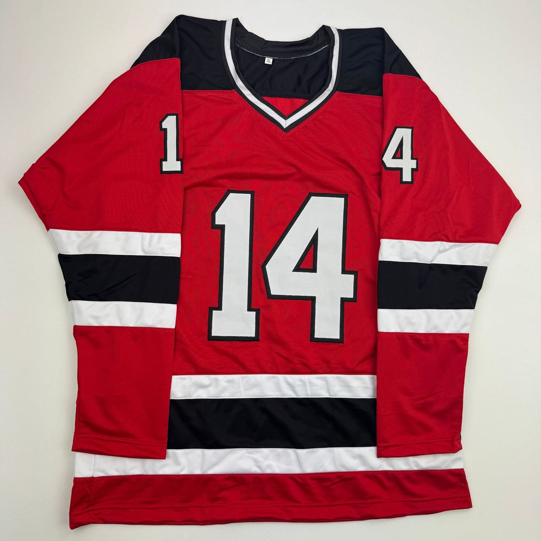 Autographed/Signed Adam Henrique New Jersey NJ Red Hockey Jersey BAS COA