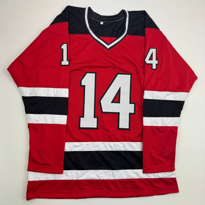 Autographed/Signed Adam Henrique New Jersey NJ Red Hockey Jersey BAS COA
