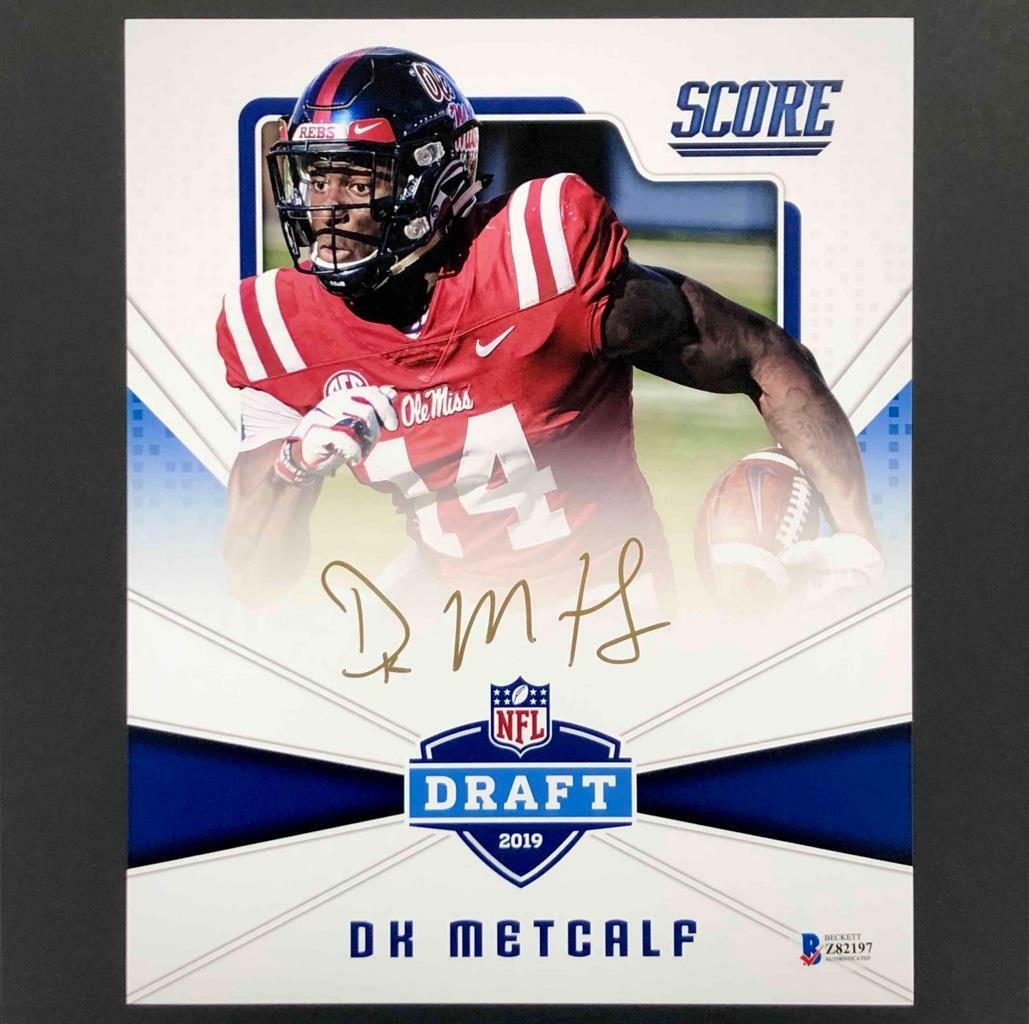 DK Metcalf signed 2019 Panini Score Draft RC rookie 8x10 photo BAS COA Beckett