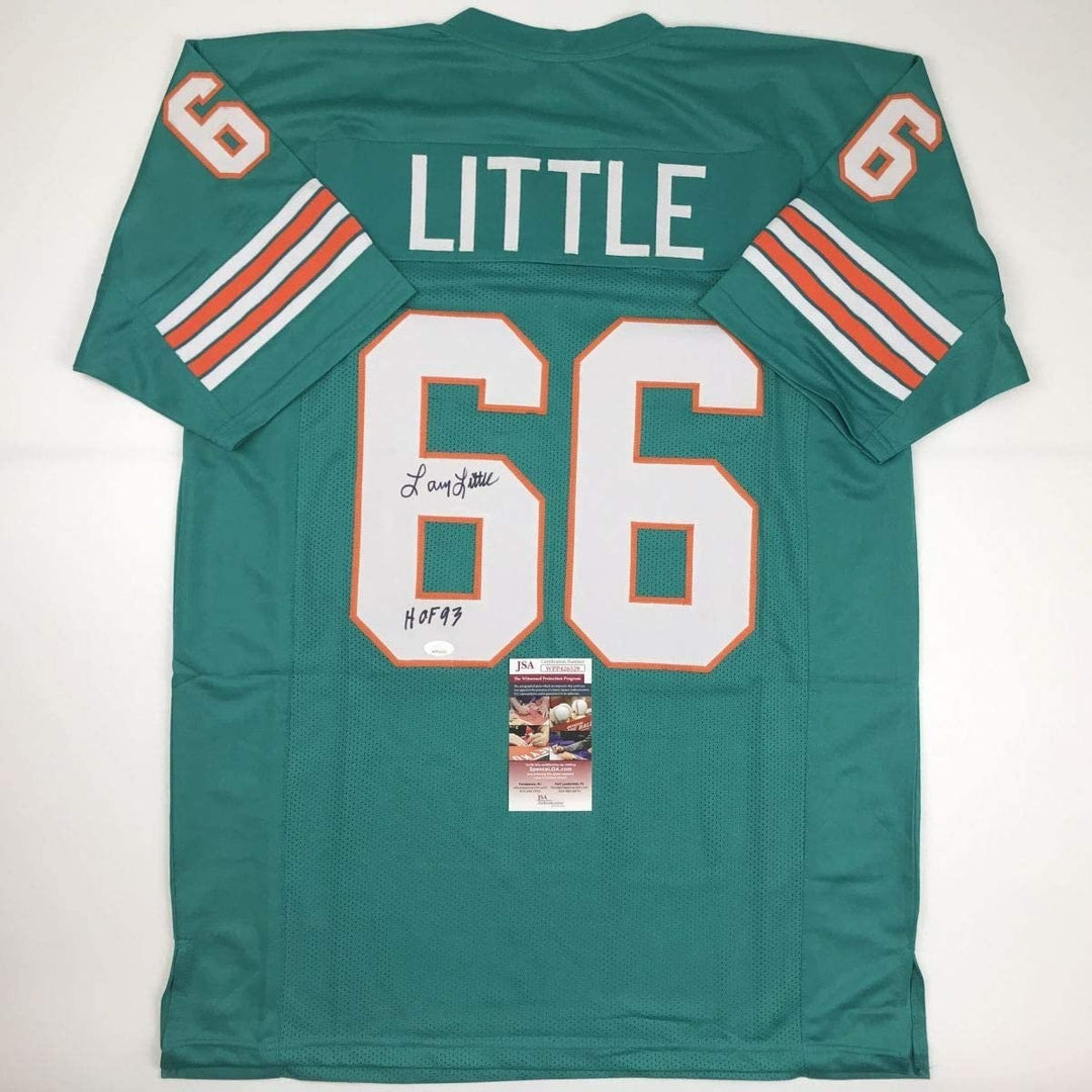 Autographed/Signed LARRY LITTLE HOF 93 Miami Teal Jersey JSA COA Auto