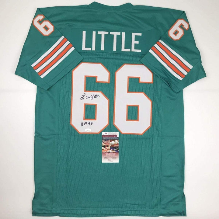 Autographed/Signed LARRY LITTLE HOF 93 Miami Teal Jersey JSA COA Auto