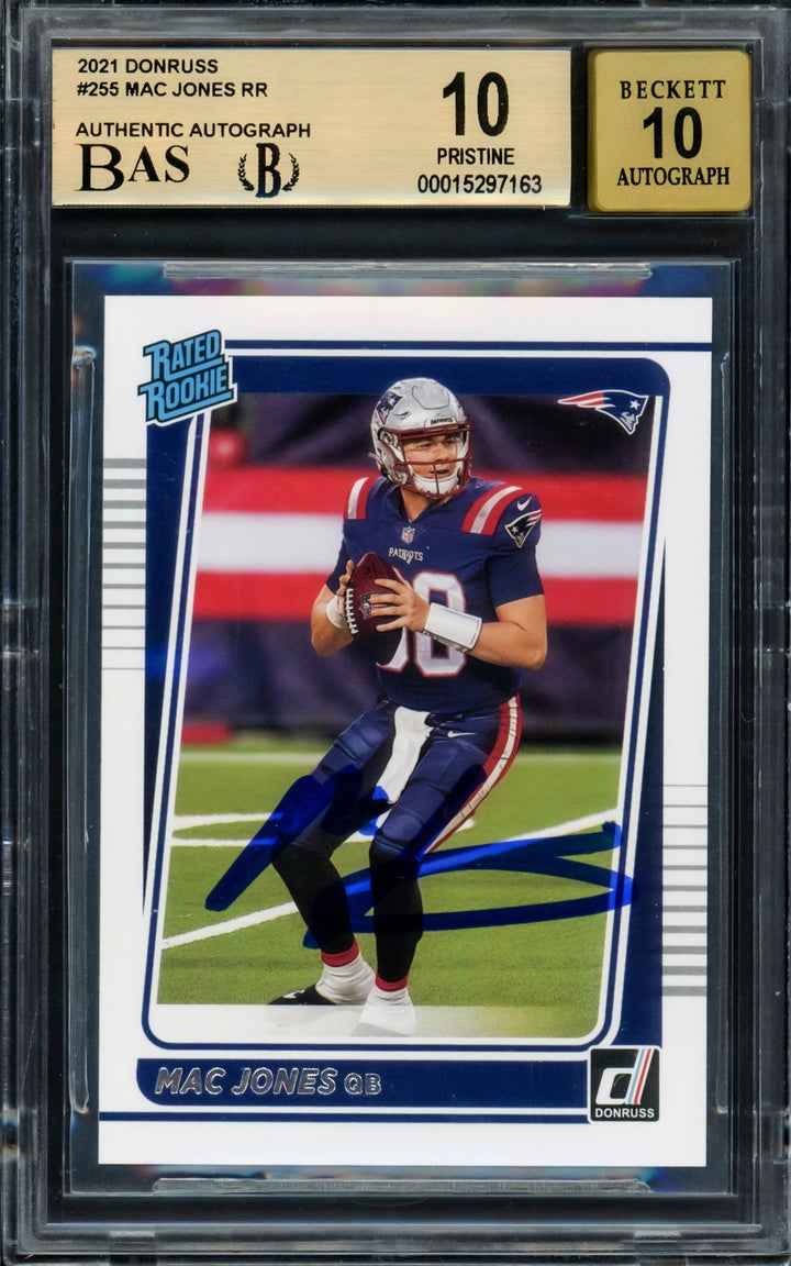 Mac Jones Auto Signed 2021 Donruss Rated RC 255 BGS 10 Pristine Sig 10 Beckett