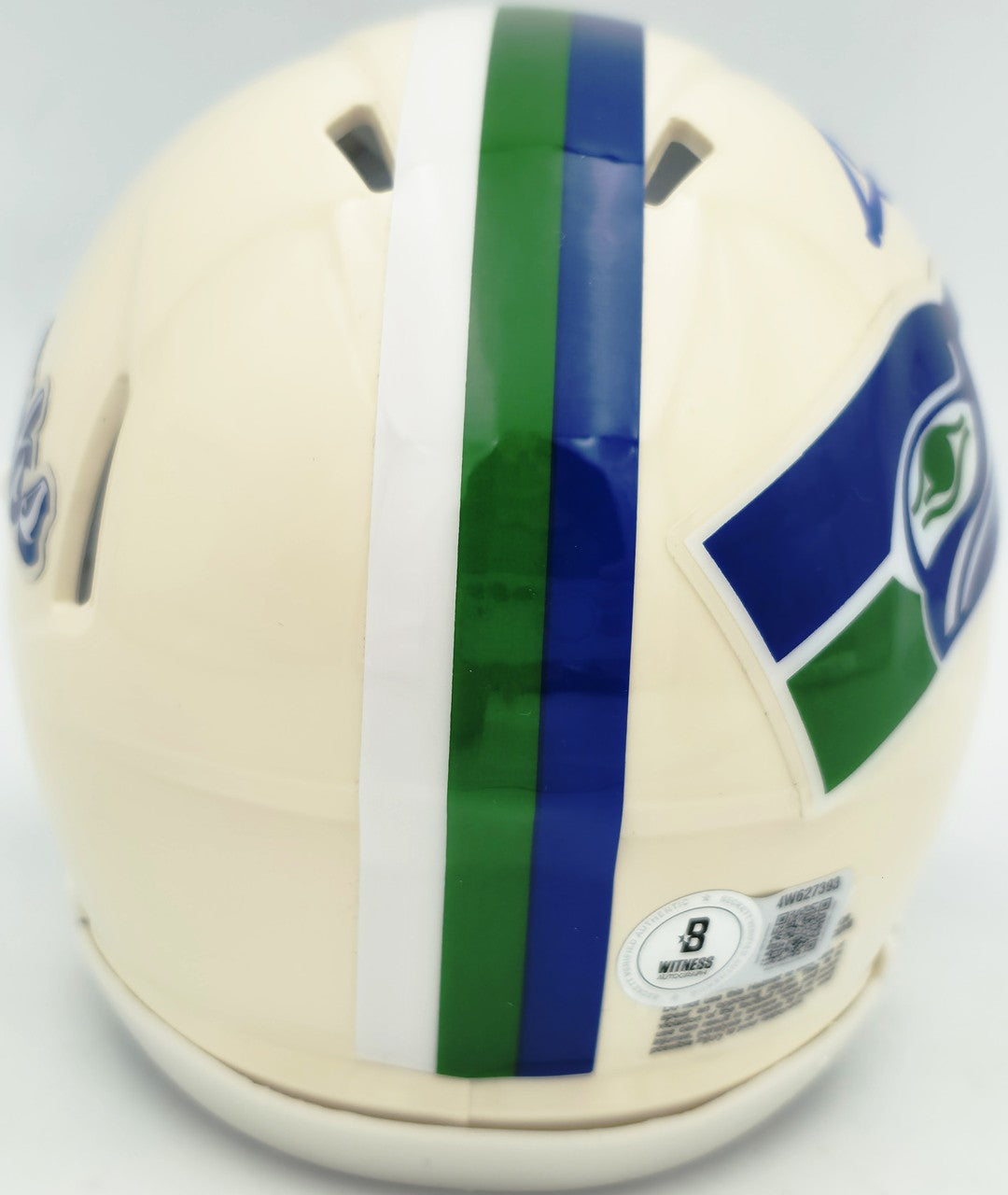 AJ Barner Signed Seattle Seahawks Cream Retro Speed Mini Helmet Beckett Witness