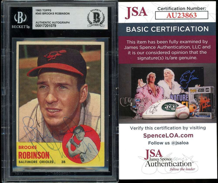 Brooks Robinson Beckett BAS JSA COA Signed 1963 Topps Autograph