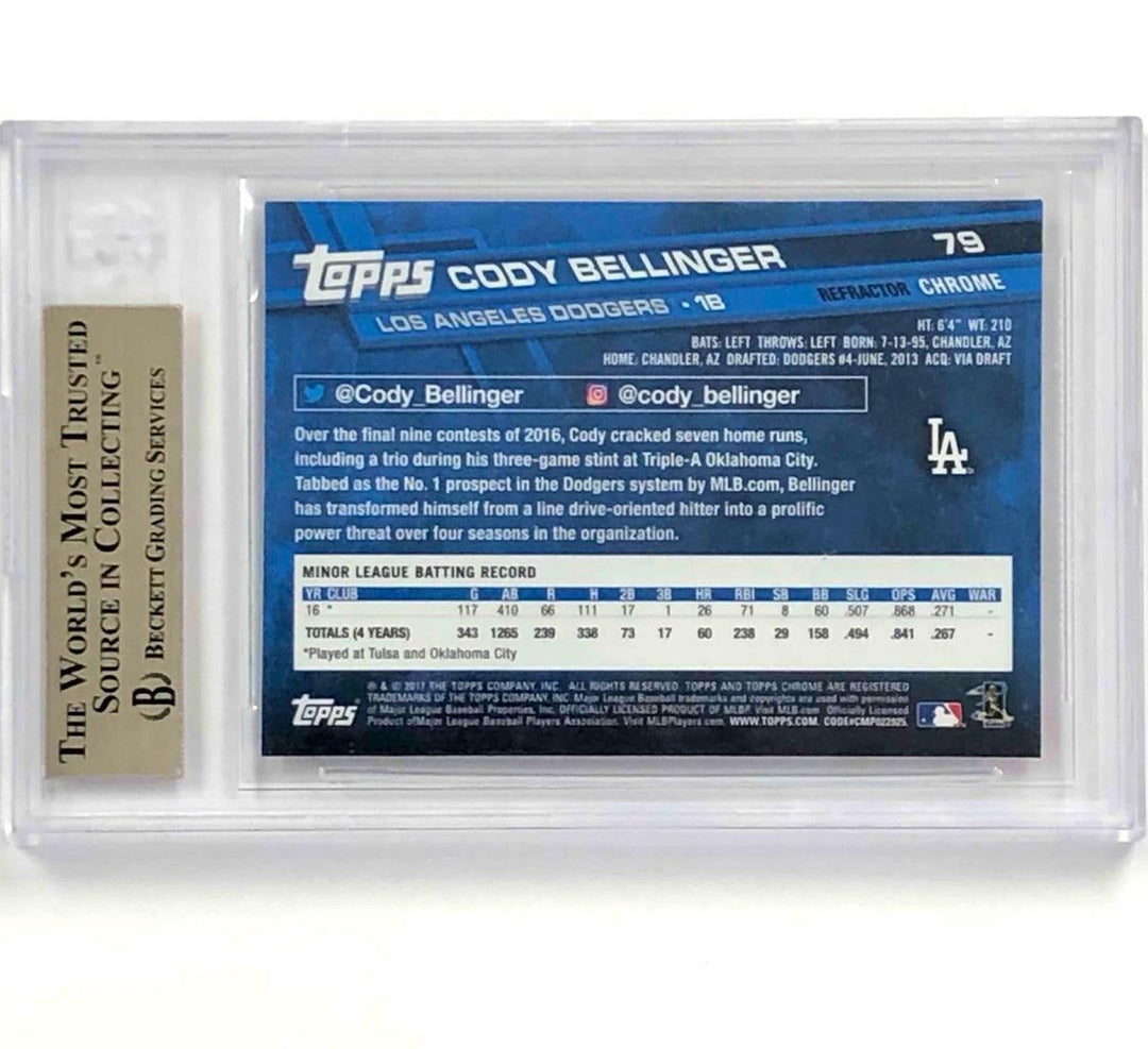 2017 Topps Chrome #79 Cody Bellinger RC Pink Refractor rookie card BGS 10 Pop 6