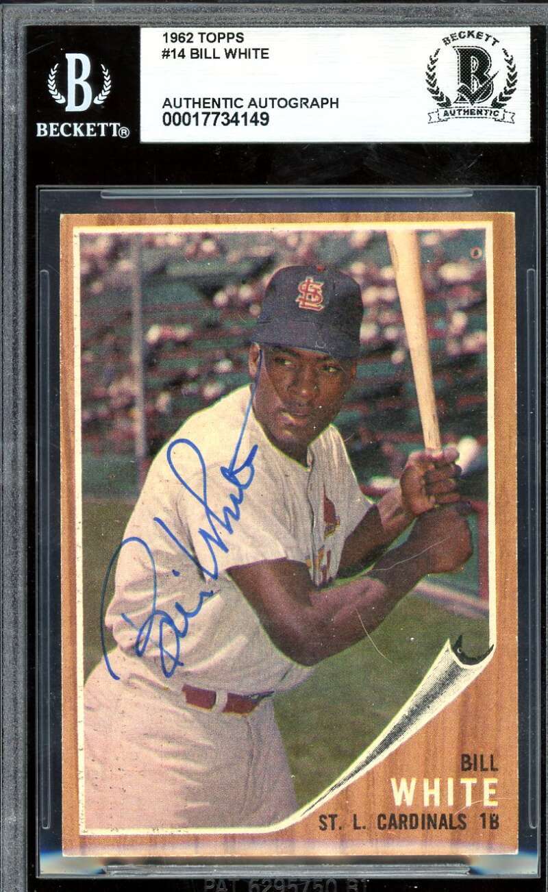 Bill White Beckett BAS Signed 1962 Topps Autograph