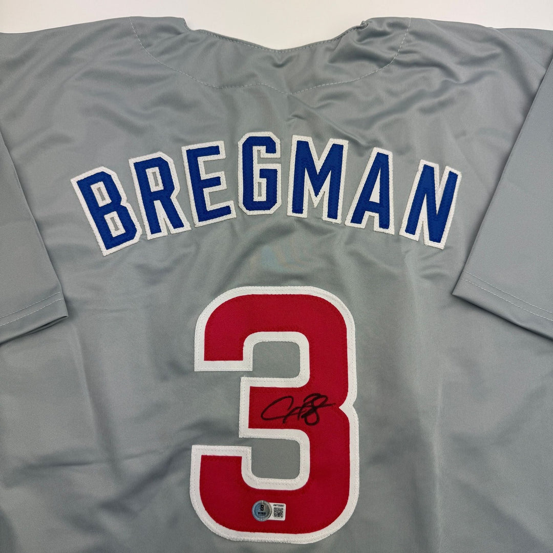 Autographed/Signed Alex Bregman Chicago Grey Baseball Jersey BAS COA