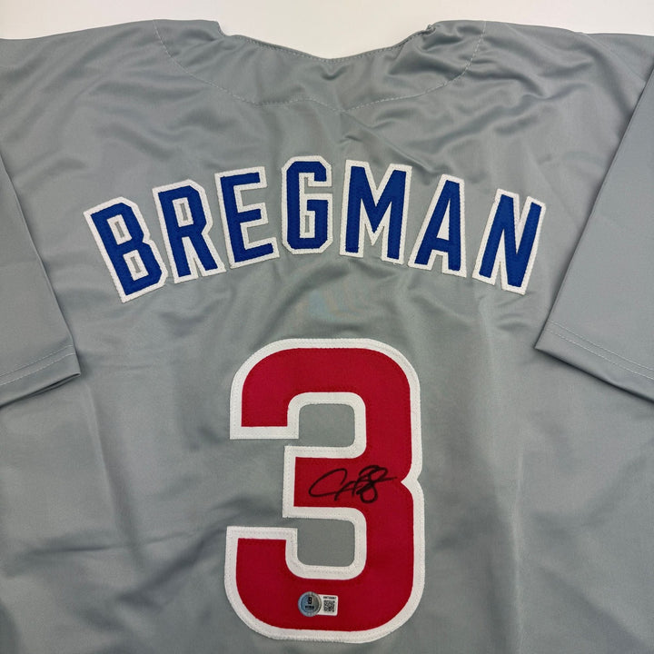 Autographed/Signed Alex Bregman Chicago Grey Baseball Jersey BAS COA