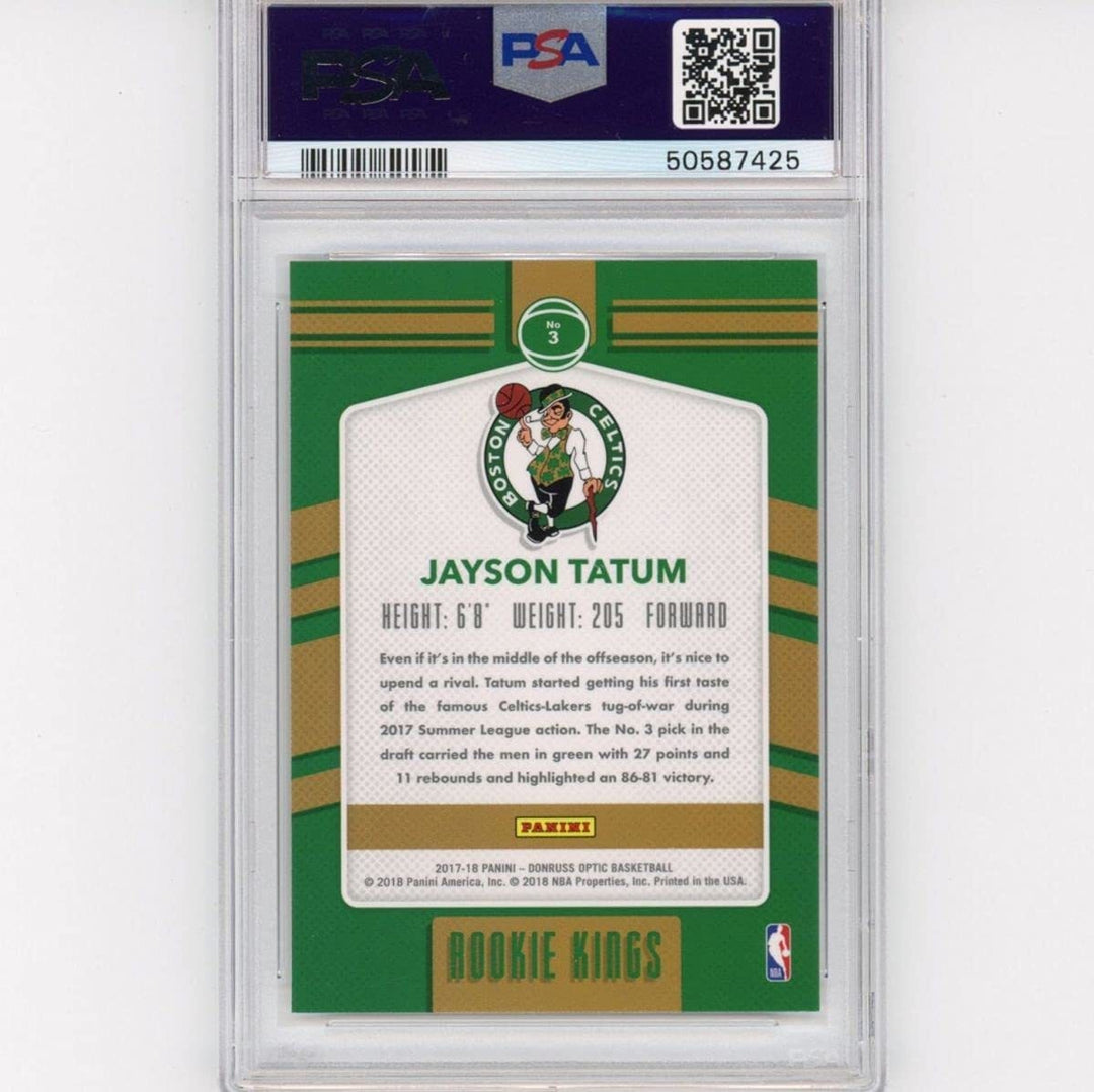 Graded 2017-18 Panini Donruss Optic JAYSON TATUM #3 Rookie Kings Card PSA 10