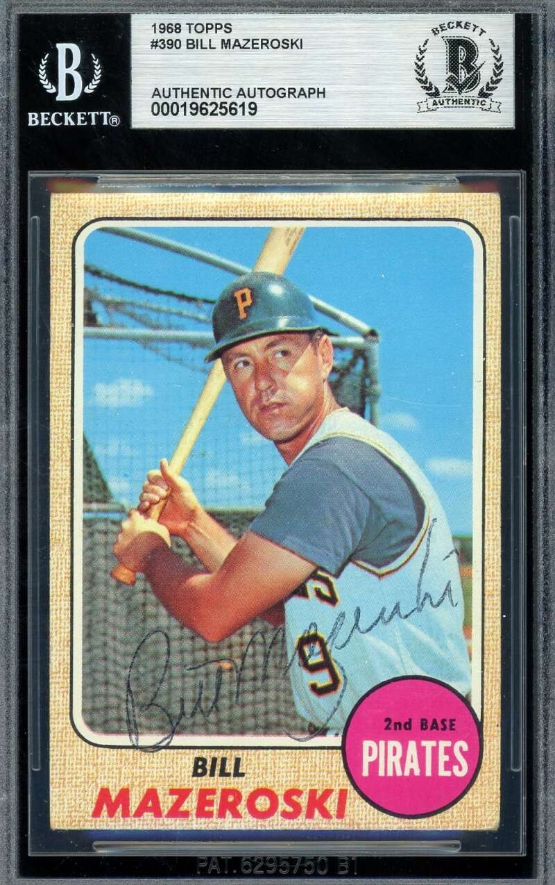 Bill Mazeroski Beckett BAS Signed 1968 Topps Autograph