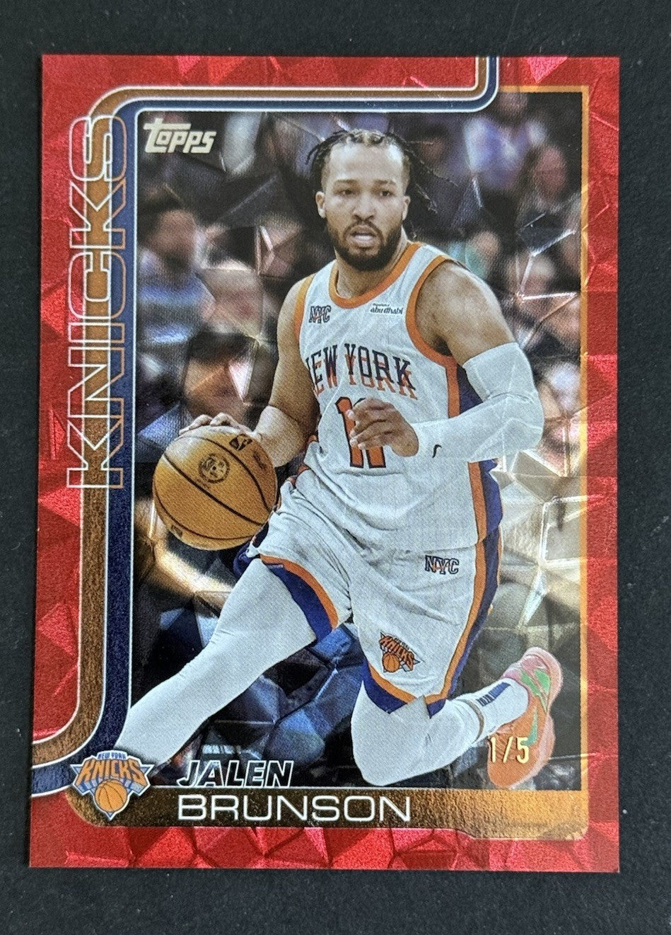 2025-26 Topps NBA Flagship Red Foil Ice #14 Jalen Brunson Knicks 1/5 Bookends