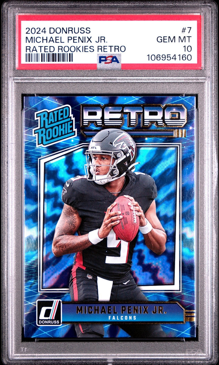 Graded 2024 Donruss Michael Penix Jr #7 Rated Rookies Retro Card PSA 10