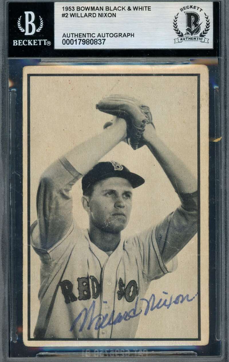 Willard Nixon Beckett BAS Signed 1953 Bowman Black And White Autograph