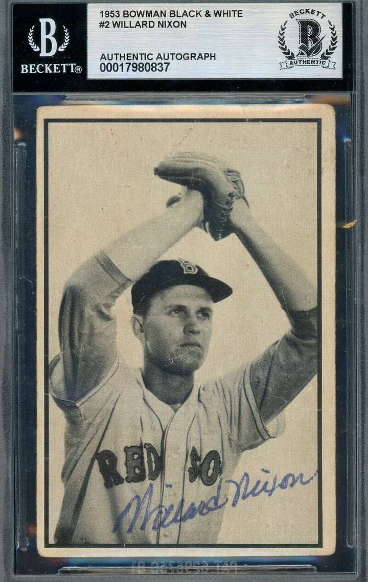 Willard Nixon Beckett BAS Signed 1953 Bowman Black And White Autograph