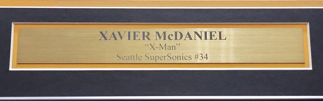 Seattle Supersonics Xavier McDaniel Signed Framed Green Jersey MCS Holo