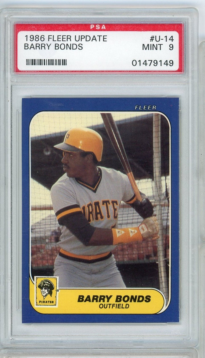 Graded 1986 Fleer Update Barry Bonds #U14 Rookie RC Card PSA 9 Mint