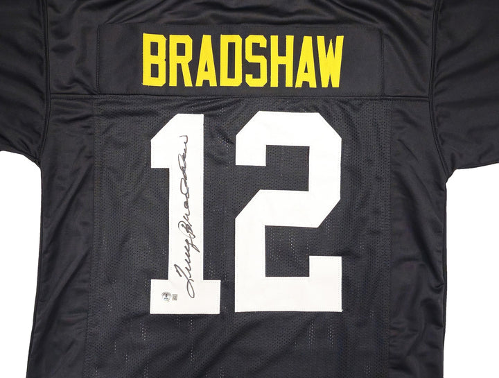 Pittsburgh Steelers Terry Bradshaw Signed Black Jersey Beckett Witness