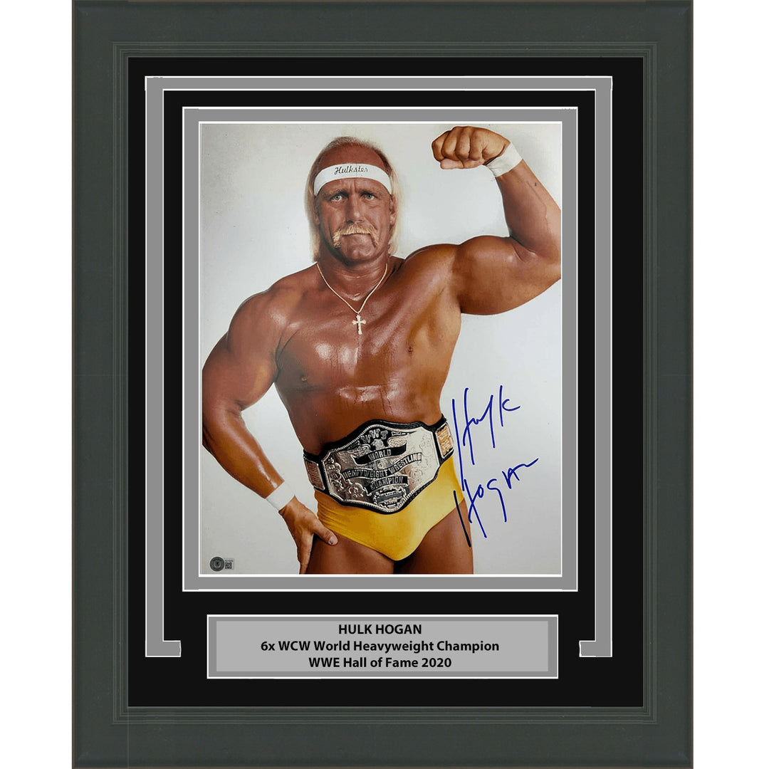 Framed Autographed/Signed Hulk Hogan 16x20 WWE WWF Photo Beckett BAS COA #5