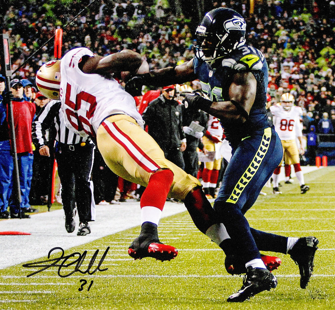 Kam Chancellor Signed 16x20 Photo (Hit On Vernon Davis) Seahawks Beckett Witness