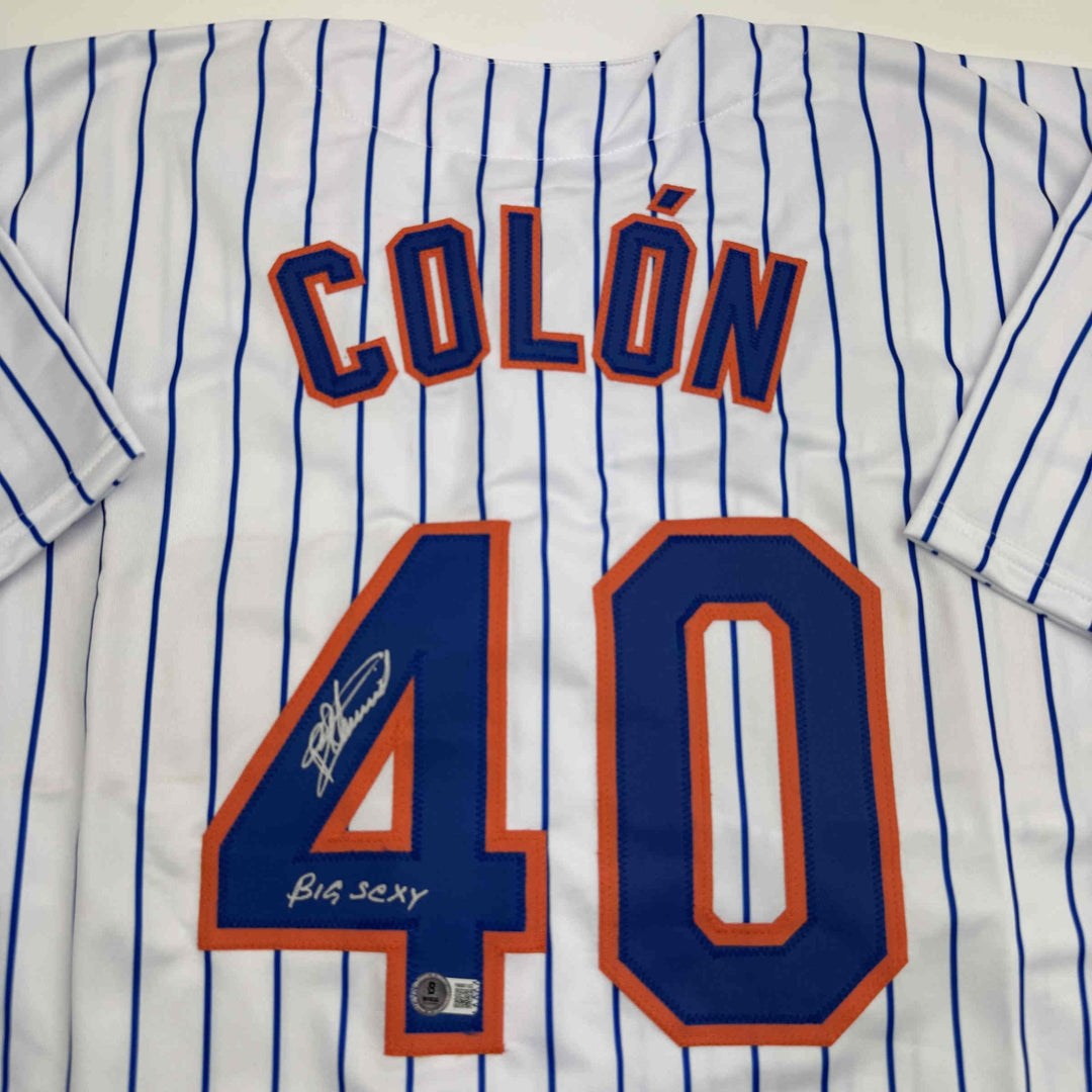 Autographed/Signed Bartolo Colon Big Sexy Insc New York Jersey Beckett BAS COA