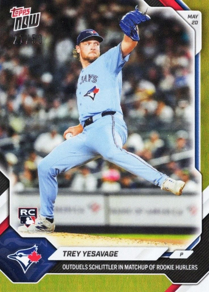 2026 Topps Now Trey Yesavage #225 Gold Foil /50 Rookie RC Baseball Card