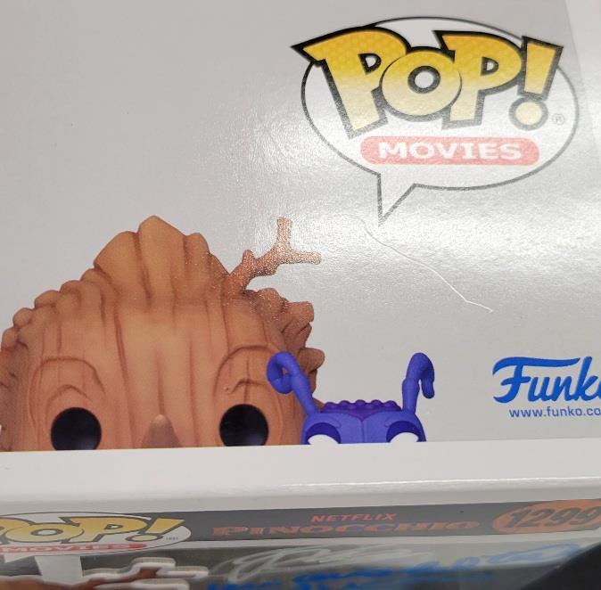Pinocchio cast signed Funko Pop! Del Toro Mann Gustafson Bradley autograph BAS