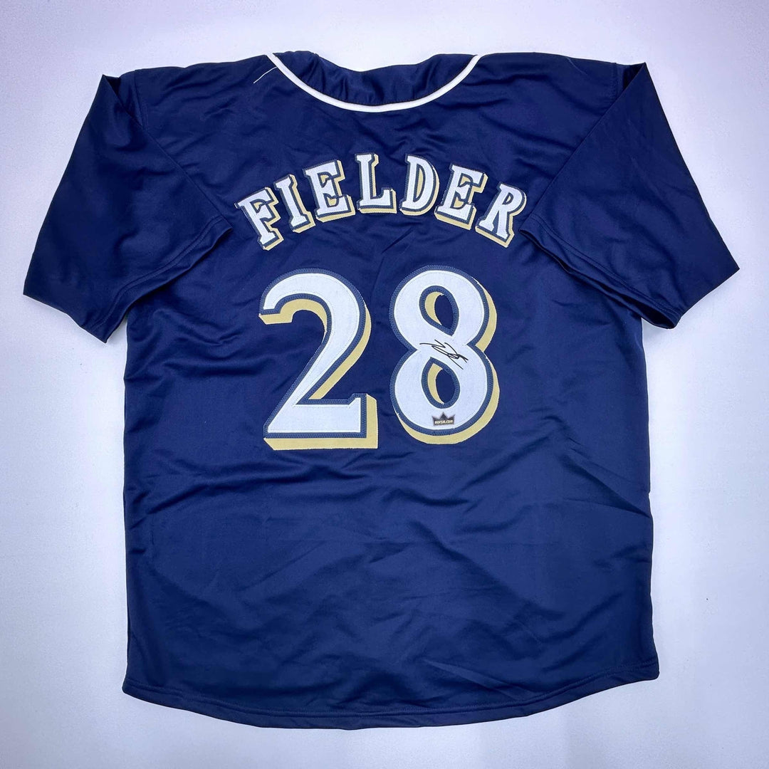 Facsimile Autographed Prince Fielder Milwaukee Blue Reprint Jersey Size Men's XL