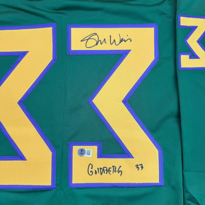 Framed Signed Shaun Weiss Goldberg 35x39 Mighty Ducks Jersey COA