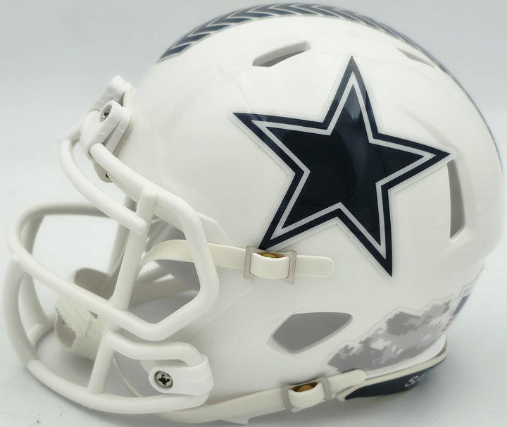 Micah Parson Auto Cowboys White Salute To Service Speed Mini Helmet Fanatics